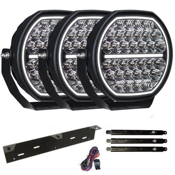 Zusatzlichtpaket 3 Stück LEDFORCE Attention V1 170W 3-PACK LED Zusatzlicht inkl. Zusatzlichthalter, Strebe und Relaiskabelsatz - 9-32V