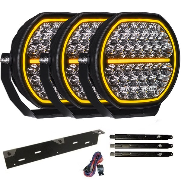 Zusatzlichtpaket 3 Stück LEDFORCE Attention V1 170W 3-PACK LED Zusatzlicht inkl. Zusatzlichthalter, Strebe und Relaiskabelsatz - 9-32V
