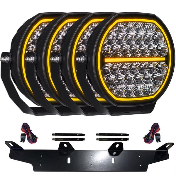 Zusatzlicht-Paket 4 Stück LEDFORCE Attention V1 170W 4-PACK LED Zusatzlicht inkl. Zusatzlichthalter, Strebe und Relaiskabelsatz - 9-32V