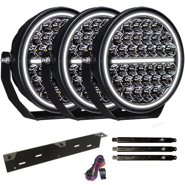 Zusatzlichtpaket 3 Stück LEDFORCE Attention V2 170W 3-PACK LED Zusatzlicht inkl. Zusatzlichthalter, Strebe und Relaiskabelsatz - 9-32V