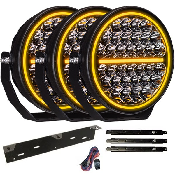 Zusatzlichtpaket 3 Stück LEDFORCE Attention V2 170W 3-PACK LED Zusatzlicht inkl. Zusatzlichthalter, Strebe und Relaiskabelsatz - 9-32V