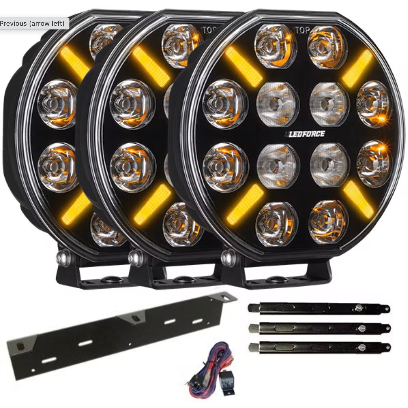 Zusatzlichtpaket 3 Stück LEDFORCE X-LED+ V2 3-PACK 160W LED Zusatzlicht inkl. Zusatzlichthalter, Strebe und Relaiskabelsatz - 9-32V