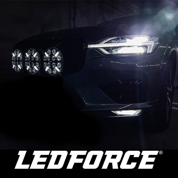 Fernscheinwerfer - Hilfslichtpaket 4 Stück LEDFORCE X-LED+ 160W - 220mm - 9" 4-PACK LED-Hilfslicht inkl. Hilfslichthalter, Halterung und Relaiskabelsatz - 9-32V