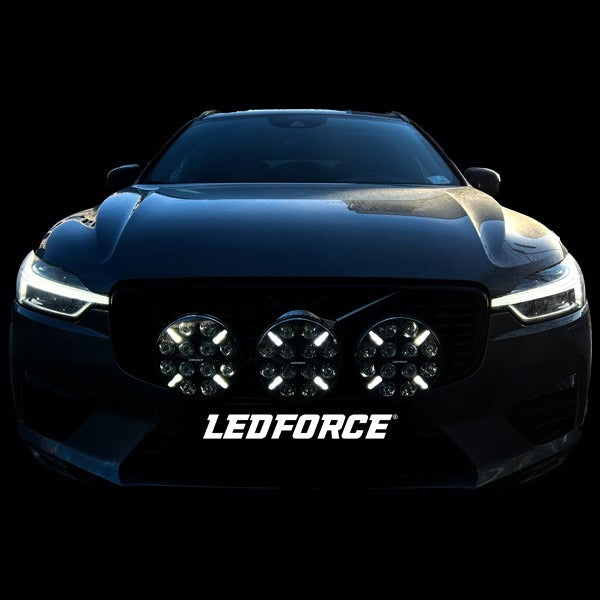 Fernscheinwerfer - Hilfslichtpaket 4 Stück LEDFORCE X-LED+ 160W - 220mm - 9" 4-PACK LED-Hilfslicht inkl. Hilfslichthalter, Halterung und Relaiskabelsatz - 9-32V